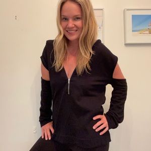 IRO Open Shoulder Sweatshirt w/ Zipper